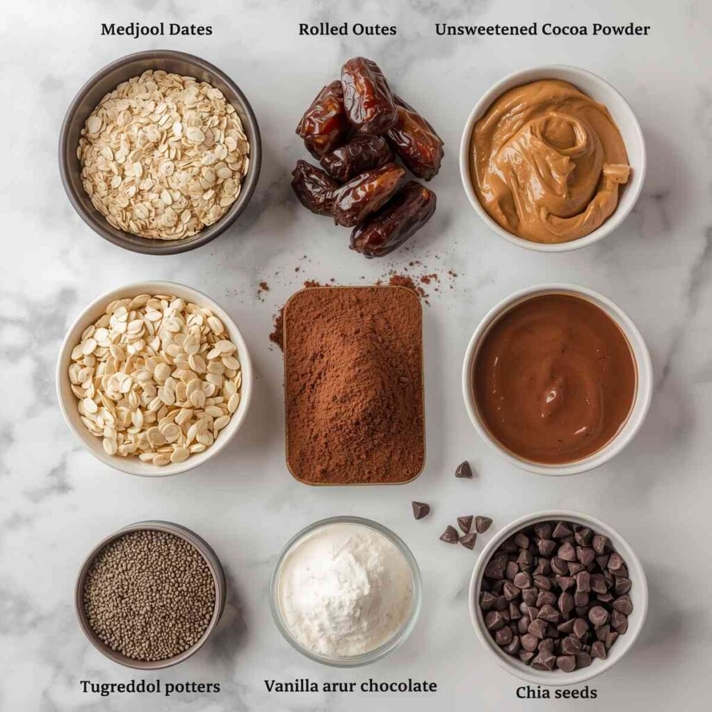 ingredients layout for Homemade Chocolate Protein Bars