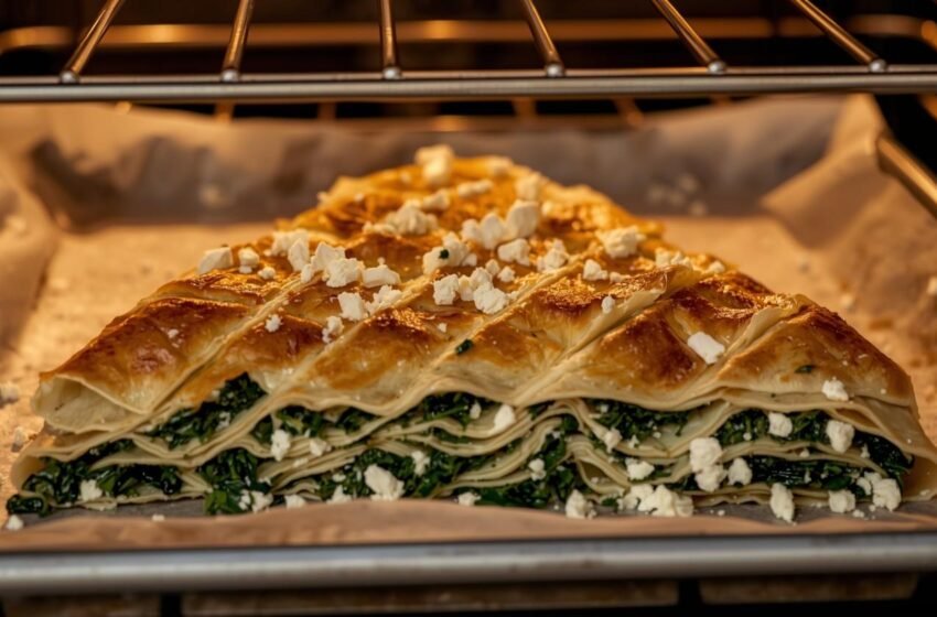 triangle Spanakopita with spinach,