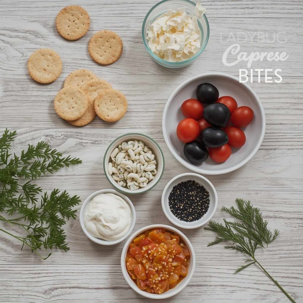 Ladybug Caprese Cracker Bites