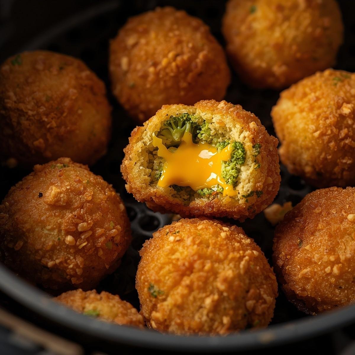 Crispy Air Fryer Broccoli Cheddar Poppers