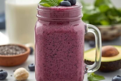 Thumbnail for Avocado Banana Spinach Blueberry Smoothie (Healthy Glow Smoothie)