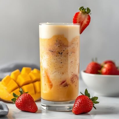 Healthy Mango Strawberry Sunrise Smoothie (Quick & Refreshing Breakfast Drink)