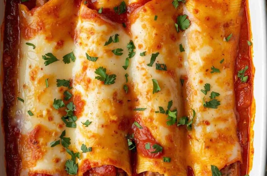 Italian Manicotti (Cheesy Baked Pasta Perfection)