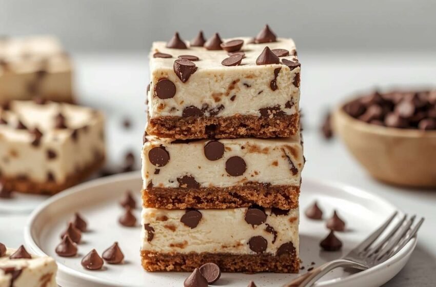Keto Chocolate Chip Cheesecake Bars (Creamy Low-Carb Dessert)