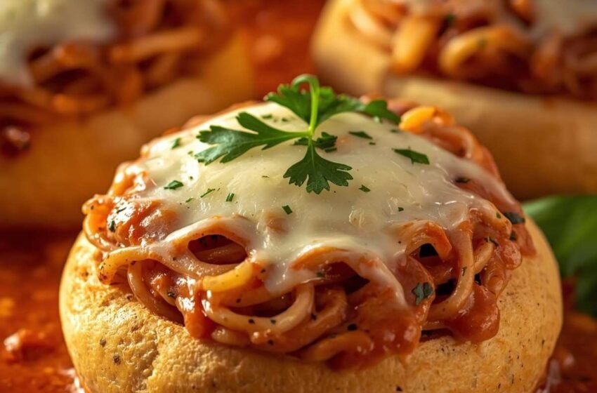 Italian Spaghetti Garlic Bread Bowls