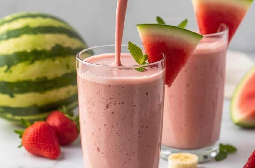 Fresh Watermelon Strawberry Smoothie