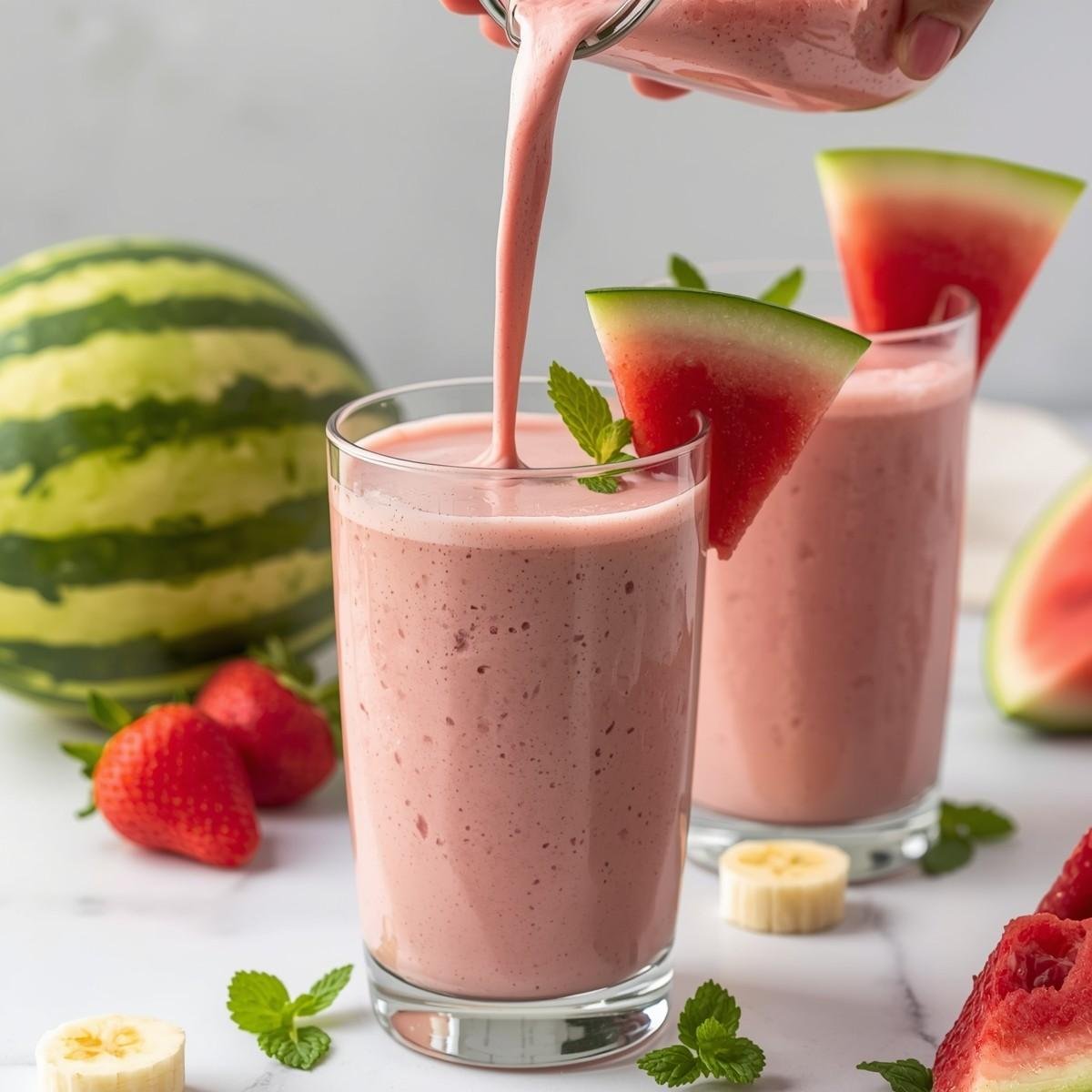 Fresh Watermelon Strawberry Smoothie