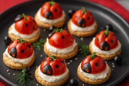 Thumbnail for Ladybug Caprese Cracker Bites (Cute Party Salad Appetizer)
