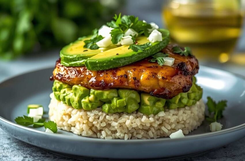 High-Protein Honey Lime Chicken Rice Bowl Stack