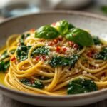 Healthy Garlic Butter Spinach Spaghetti