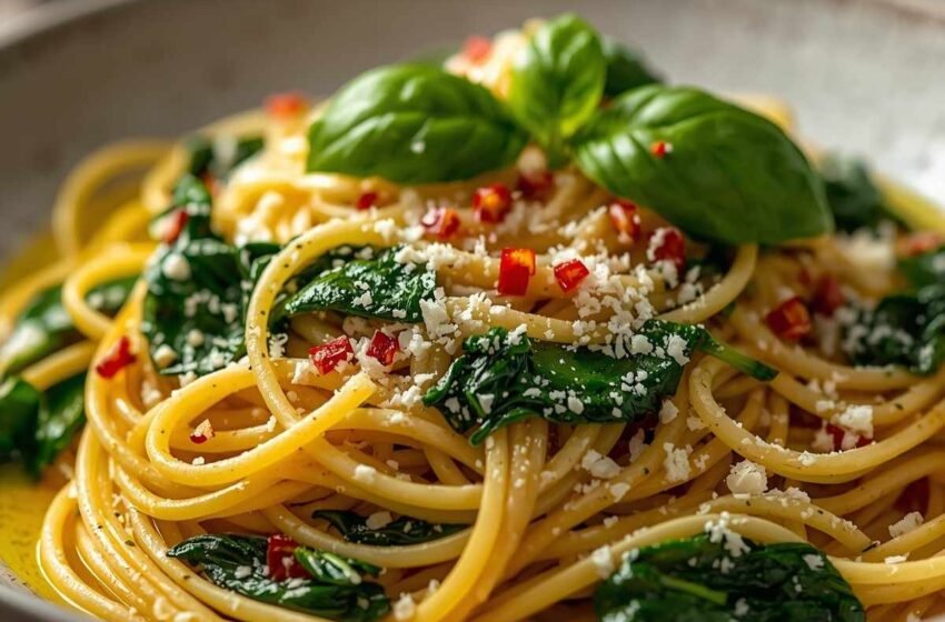 Healthy Garlic Butter Spinach Spaghetti