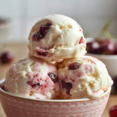 Creamy Homemade Cherry Vanilla Ice Cream