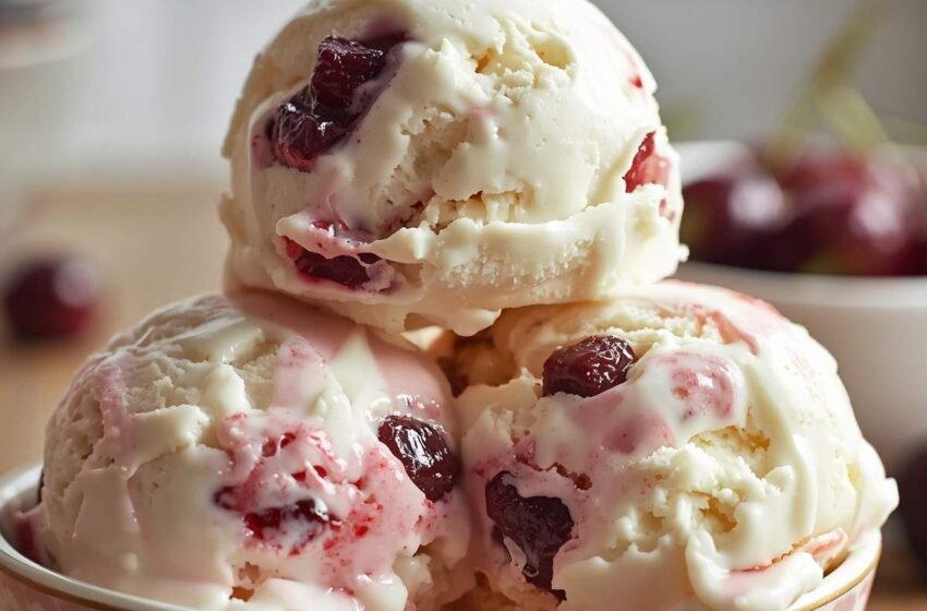 Creamy Homemade Cherry Vanilla Ice Cream