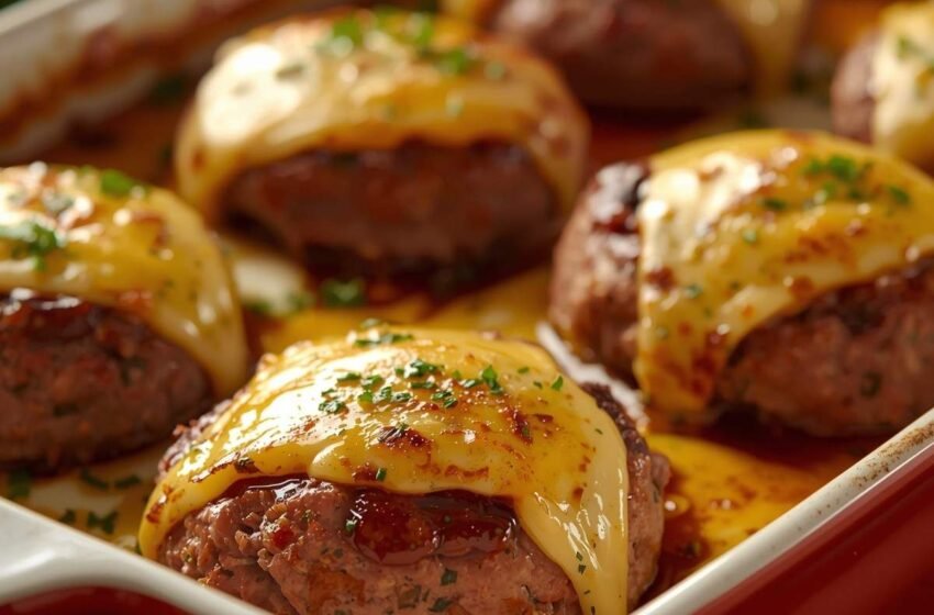 High Protein Cheesy Beef Patties Bake