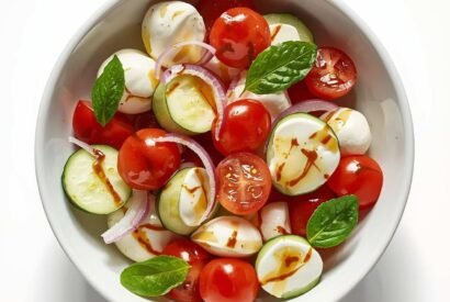 Thumbnail for Easy Cucumber Caprese Salad Recipe
