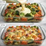Cheesy Roasted Vegetable Casserole with Broccoli, Chickpeas & Garlic
