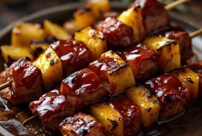 Thumbnail for Pineapple BBQ Pork Skewers Recipe