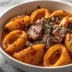 Creamy Parmesan Garlic Beef Bowtie Pasta