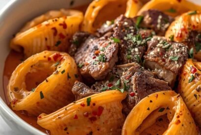 Thumbnail for Creamy Parmesan Garlic Beef Bowtie Pasta