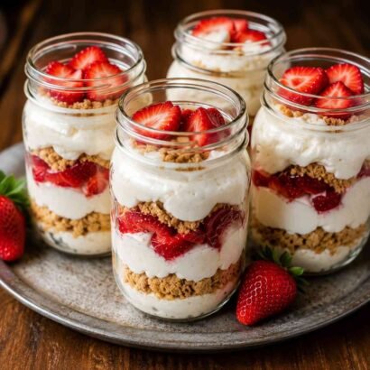 High Protein Strawberry Cheesecake Jars
