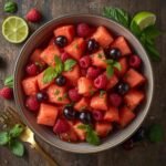 Watermelon Fruit Salad with Lime Mint Dressing