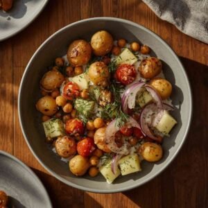Roasted Potato Tzatziki Bowls