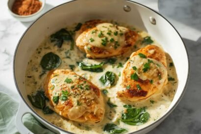 Thumbnail for Creamy Garlic Skillet Chicken with Spinach