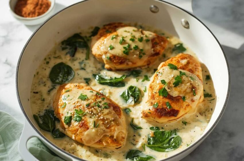 Creamy Garlic Skillet Chicken with Spinach