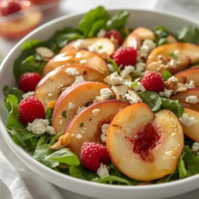 White Peach Raspberry Almond Salad