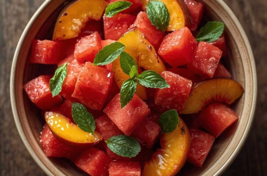 Easy Summer Peach Watermelon Salad