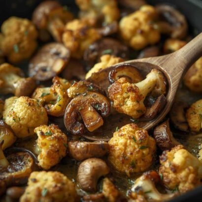 Garlic Mushrooms & Cauliflower Skillet