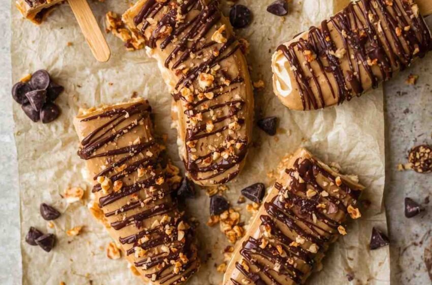Frozen Banana Snickers Bars