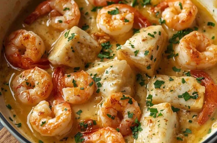 Creamy Garlic Butter Seafood Skillet