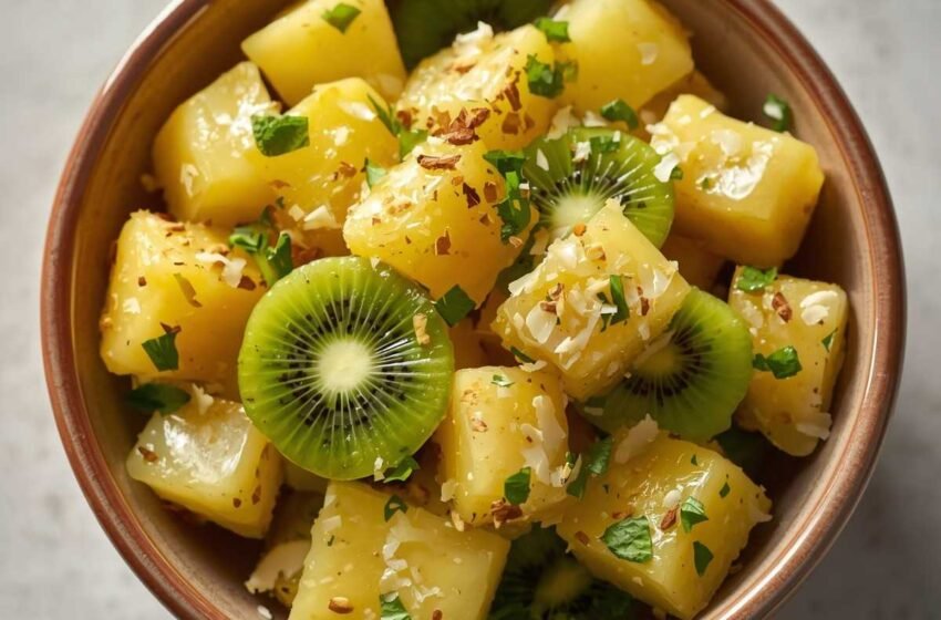 Pineapple Kiwi Salad with Honey Lime Dressing