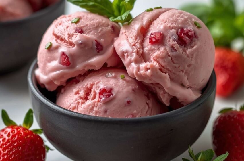 Roasted Strawberries & Lime Basil Ice Cream