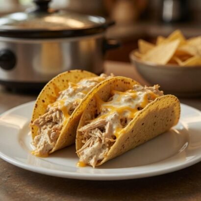 Creamy Crockpot Chicken Tacos
