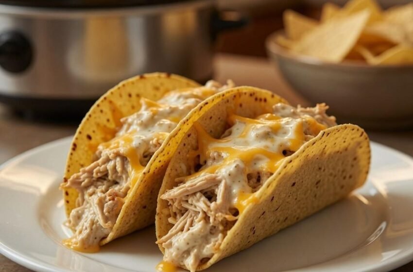 Creamy Crockpot Chicken Tacos