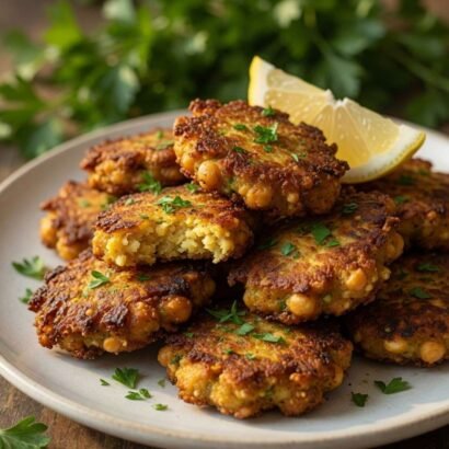 Lemon Garlic Chickpea Fritters