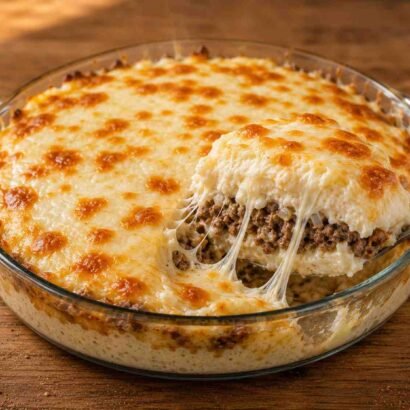 High-Protein Diabetic-Friendly Cheesy Beef & Cauliflower Casserole