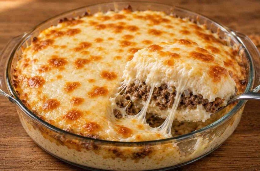 High-Protein Diabetic-Friendly Cheesy Beef & Cauliflower Casserole