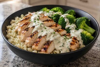 Thumbnail for High-Protein Diabetic-Friendly Grilled Chicken & Broccoli Power Bowls with Creamy Garlic Yogurt Sauce