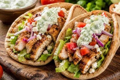 Thumbnail for High-Protein Diabetic-Friendly Greek Chicken Gyros with Cucumber Tzatziki