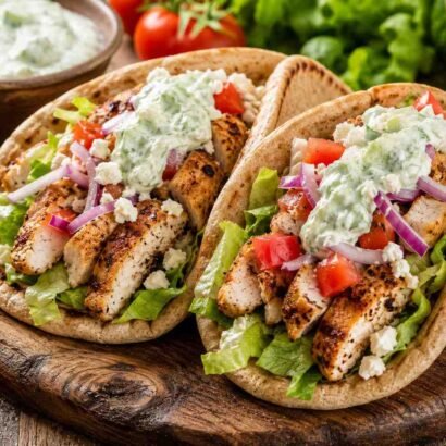 Greek Chicken Gyros with Cucumber Tzatziki