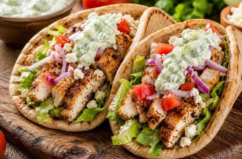 Greek Chicken Gyros with Cucumber Tzatziki