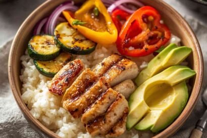 Thumbnail for Cauliflower Rice Bowl with Grilled Veggies & Chicken