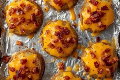 Thumbnail for Cheesy Spicy Cheese and Bacon Smashed Potatoes