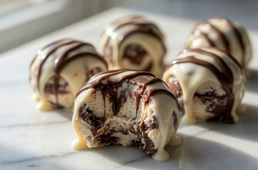 Frozen Peanut Butter Greek Yogurt Chocolate Swirl Bites