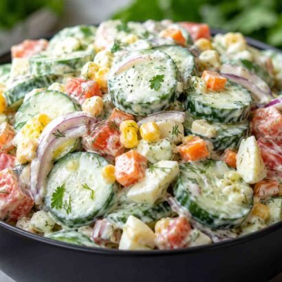 High-Protein Creamy Cucumber Salad (Diabetic-Friendly)