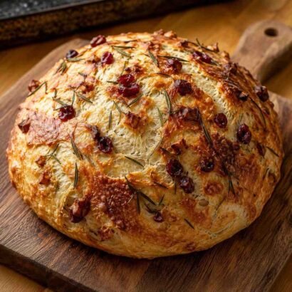 Rustic No-Knead Rosemary Garlic Bread