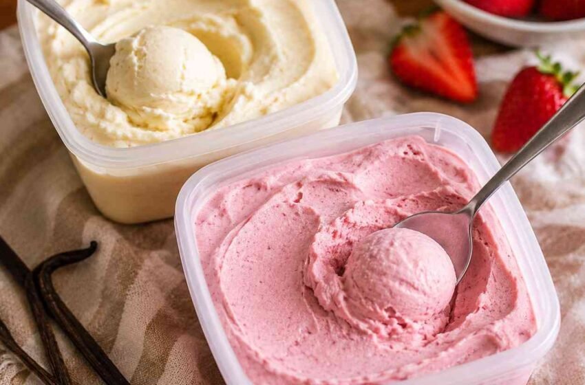 Vanilla & Strawberry Protein Ice Cream